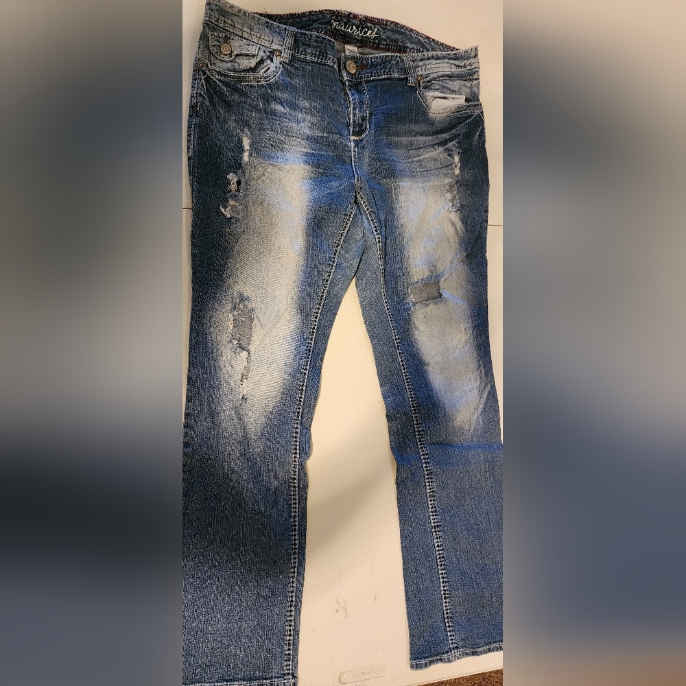 Maurices Blue Distressed Women's Boot Cut Jeans